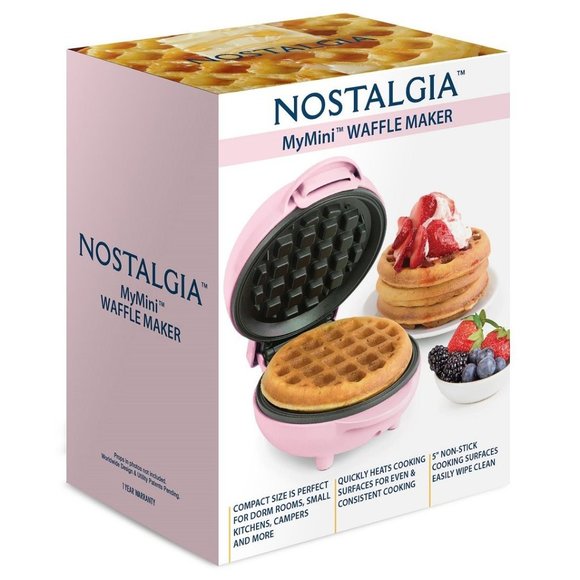 Waffle Maker Pink Nostalgia MyMini Personal Electric - Picture 1 of 5